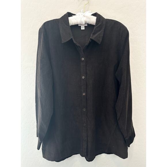 J. JILL | Chocolate Brown Corduroy Button Down Shirt 100% Cotton | Size Medium - Picture 1 of 7
